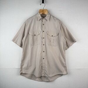 Vintage C.C. Filson Khaki Short Sleeve Camp Shirt Men's Large Button Up Made USA